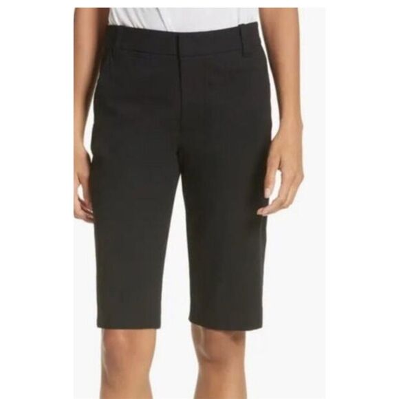 Vince Pants - Vince Women's Bermuda Coin Mid Rise Cotton Shorts 2 Black Stretch Casual Solid